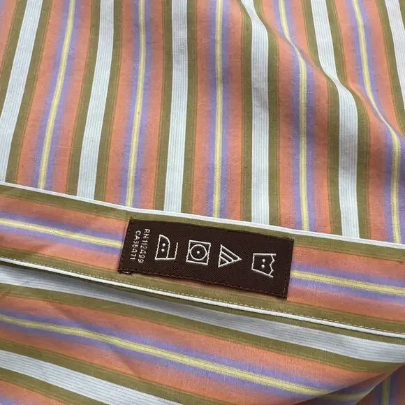 Tailor Byrd Mens Large Dress Shirt Button up Stiped Careerwear Office Salmon - Picture 7 of 14